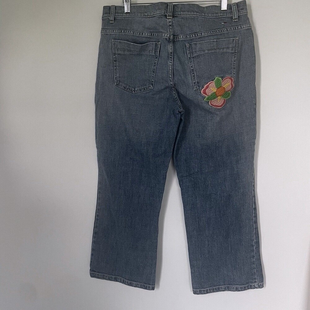 Tommy Hilfiger Embroidered Denim Floral Ankle Jeans Boho 70s Retro Festival 12 - Picture 6 of 14